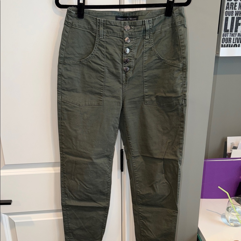 Veronica Beard Olive Button-Fly Pants - image 1